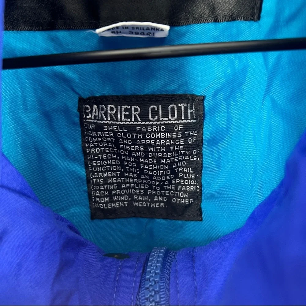 Pacific‎ Trail Vintage Barrier Cloth Jacket Blue Teal Windbreaker Men’s XL 90s